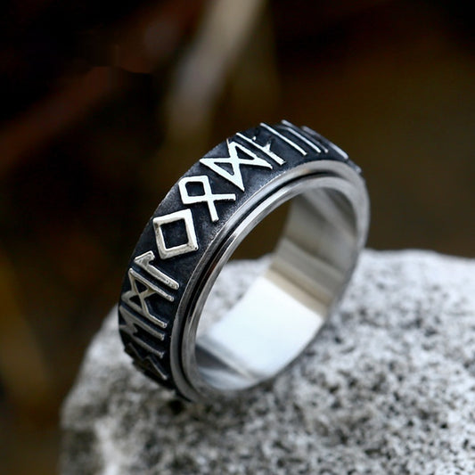 Viking Letter Stainless Steel Rotatable Ring Ornament