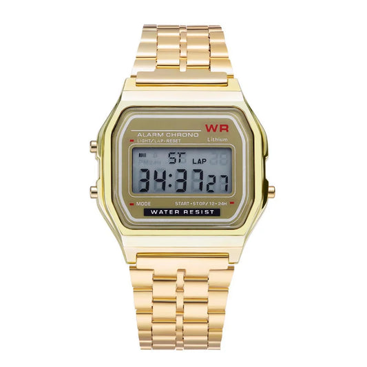 F91W Steel Strap LED Digital Watch – Unisex Sports & Wristwatch